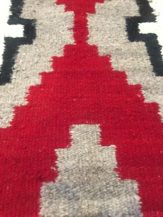 Authentic Traditional Vintage Navajo Rug c1950s,  Red,  Gray,  Black,  White 3 ' x4 ' 2
