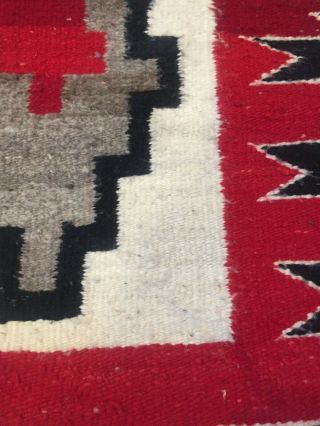 Authentic Traditional Vintage Navajo Rug c1950s,  Red,  Gray,  Black,  White 3 ' x4 ' 3
