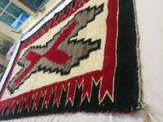 Authentic Traditional Vintage Navajo Rug c1950s,  Red,  Gray,  Black,  White 3 ' x4 ' 6