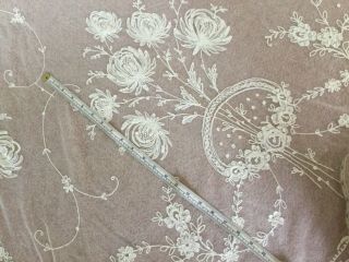 Antique Tambour Lace Curtain - Machine Floral Tambour Lace,  Cream,  Very Long