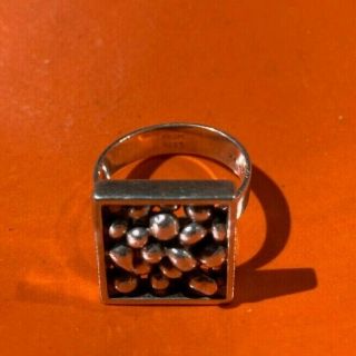 Mid - Century Modernist Silver Space Age Ring Signed From 925s 7093