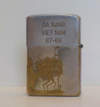 Vintage Vietnam War Da Nang Zippo Lighter Walking Middle Finger 67 - 69