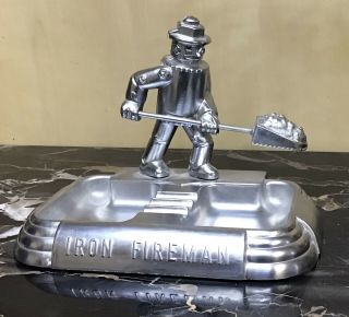 Vintage Iron Fireman Robot Heavy Metal Ashtray,  Firefighting Decor,  Man Cave