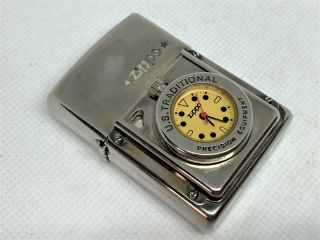 Rare Auth Zippo 1998 Limited Edition Time Lite Watch Lighter Yellow Dial