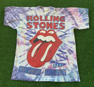 Vintage 1994 The Rolling Stones Voodoo Lounge Tour Tie Dye Concert T - Shirt 90s