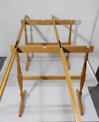 Vintage Solid Oak Wood Adjustable Hand Quilting Frame Stand 91 " Rails