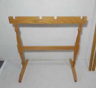Vintage Solid Oak Wood Adjustable Hand Quilting Frame Stand 91 