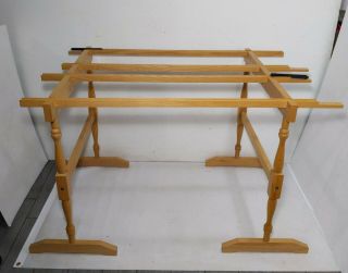 Vintage Solid Oak Wood Adjustable Hand Quilting Frame Stand 91 