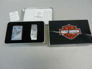 Nib 1997 Zippo Harley Davidson Gift Set Lighter/ Money Clip Knife Hd111 Tin Rare