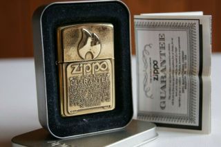 Zippo 1997 Barrett Smythe Guarantee Surprise Solid Brass Vintage Rare