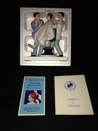 Norman Rockwell The American Family Figurine The First Haircut W/box,  Certificate