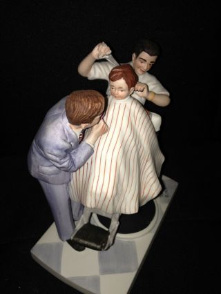 Norman Rockwell the American family figurine THE FIRST HAIRCUT w/box,  certificate 3