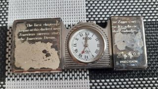 Time Tank,  Pocket Clock Zippo,  Vintage