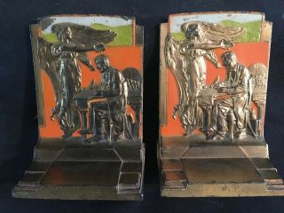 1925 Abraham Lincoln " The Emancipator " Bookends Pompeian Bronze Co.