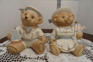 Lenox " First Mate " & " Sailor Girl " Teddy Bear Figurines