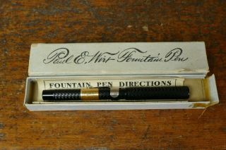Vintage Antique Paul E Wirt Hard Rubber Fountain Pen W/ Monogrammed Band & Box