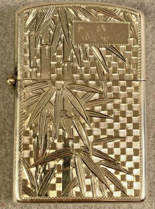 Vintage 950 Brittania Sterling Silver Hand Engraved Old Stock Zippo Lighter