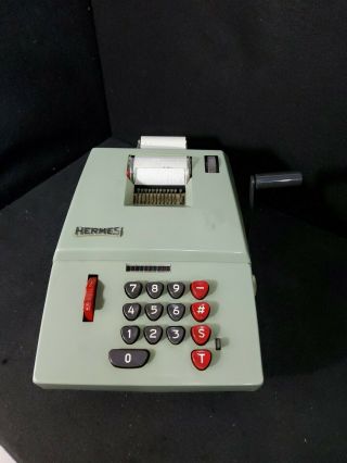 Hermes 108 - 10 Adding Machine Vintage Pre Electric W Germany Collectible 109 - 7