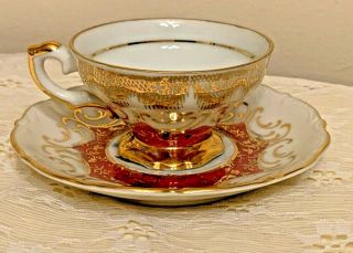 Vintage Mini Tea Cup and Saucer Italy PISA - PIAZZA DEL DUOMO Gold Trim 2