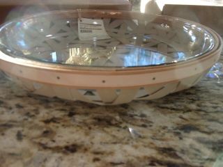 Longaberger Washed Linen Open Weave Round Tray Glass Tray And Egg Tray Combo