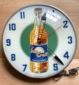 Vintage Sun Crest Lighted Advertising Clock