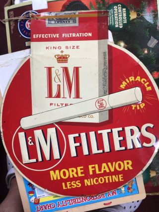 Vintage L&m Cigarettes Metal Advertising Embossed Sign Read