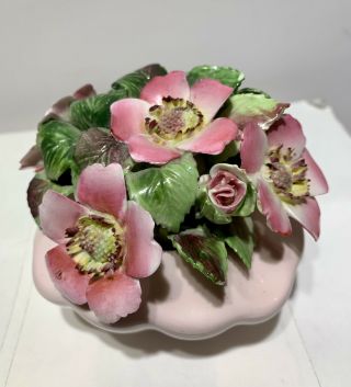 Royal Adderley Floral Flowers Bouquet Bone China England Porcelain Pink Vase