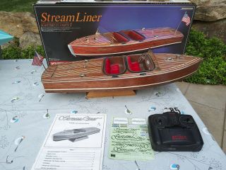 Vintage Kyosho Stream Liner Rc Boat W/ Controller,  Stand Orig.  Box & Paper Work