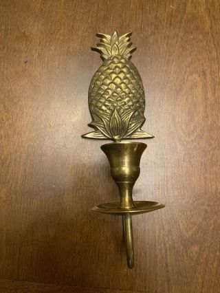 Vintage Antique Brass Pineapple Wall Sconce Candle Holder