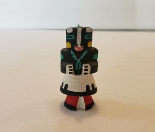 Old Vintage Hand Painted Hand Carved Wood Native American Kachina Doll Signed 3 "