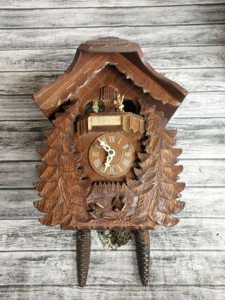 Hummel German Cuckoo Clock Wood Black Forest Swiss Movement For Parts/repair