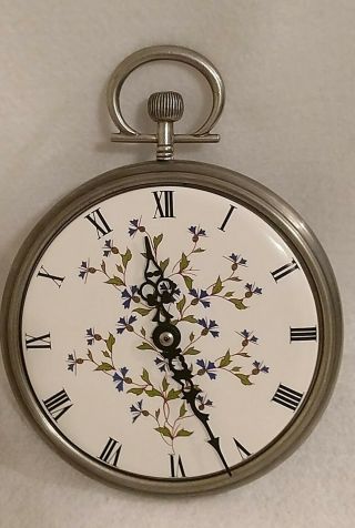 Vintage French Limoges And Pewter Wall Clock Pocket Watch Design