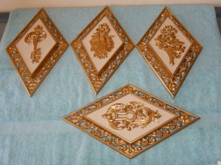 Vintage Dart Industries Set Of 4 Gold Wall Home Decor