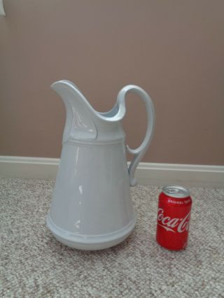 Antique T & R Boote White Ironstone Union Shape Pitcher Large Size 13 "