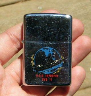 Vietnam 1965 Usn Us Navy Zippo Cigarette Lighter Uss Intrepid Cvs 11