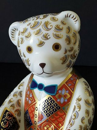 Vintage Royal Crown Derby Teddy Bear Paperweight Imari Fine Bone China