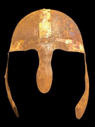 Rare Ancient Greek Iron Military Helmet Circa 690 - 1000 A.  D.  (1)