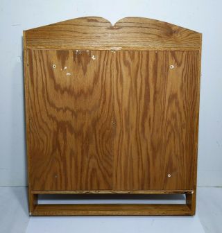 Vintage Farmhouse Solid Oak Wood Wall Curio Cabinet w/ Shelves & Doors Rustic 3