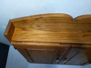 Vintage Farmhouse Solid Oak Wood Wall Curio Cabinet w/ Shelves & Doors Rustic 5