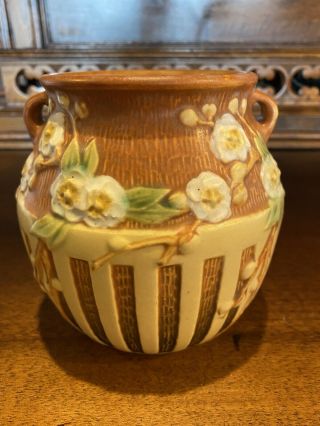Vintage Roseville Pottery “cherry Blossom Vase” 619 - 5 -