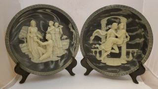 Incolay Carved Art Stone Plate Helen And Paris Or The Judgement Of Paris Or Both