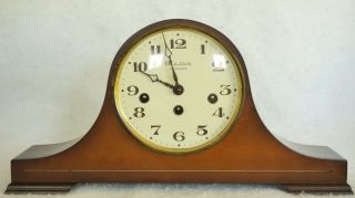 Vintage Bulova Westminster Walnut Wood Mantle Clock W Key Made In W Germany