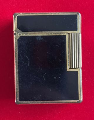 Rare Vintage St Dupont Lighter Black And Gold Paris France