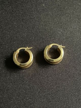 Vintage Unoaerre Italy 14k Yellow Gold Thick Concave Hoop Earrings 3.  55g