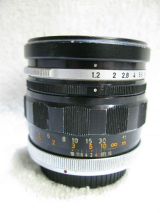 Canon Vintage 58mm F/1.  2 Fl Prime Lens In