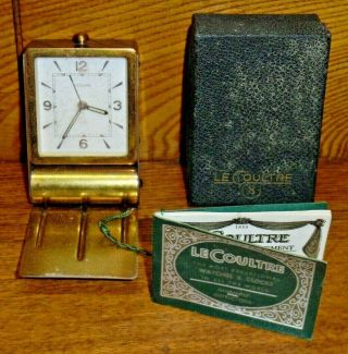 Worn Lecoultre 8 Day Travel / Bedside Alarm Clock - Wound Tight For Restoration