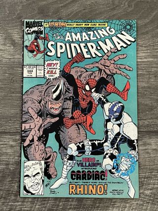The Spider - Man 344,  Marvel Comics,  Vf - Nm,  Copper Age,  1991