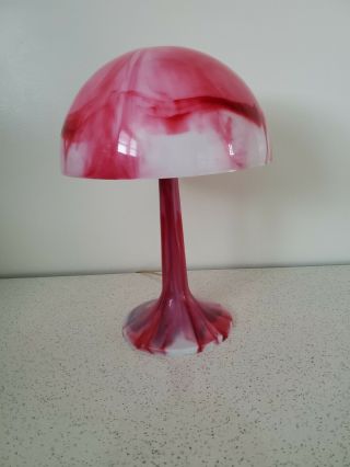 Vintage Gilbert Softlite Red Swirl Plastic Mushroom Lamp