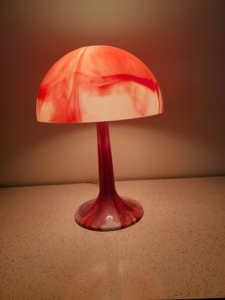 Vintage Gilbert Softlite RED SWIRL Plastic Mushroom Lamp 2