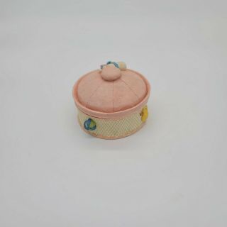 5 " W Cute Girl Trinket Box Porcelain Pastel Pink Bottle Duck Cap